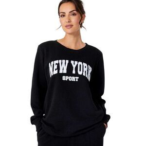 Be You Womens/Ladies New York Slogan Sweatshirt & Jogging Bottoms Set / Black